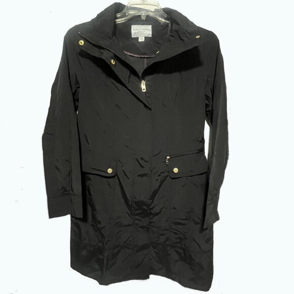 Cole Haan Signature, Black Raincoat, Women's Small - Picture 15 of 16